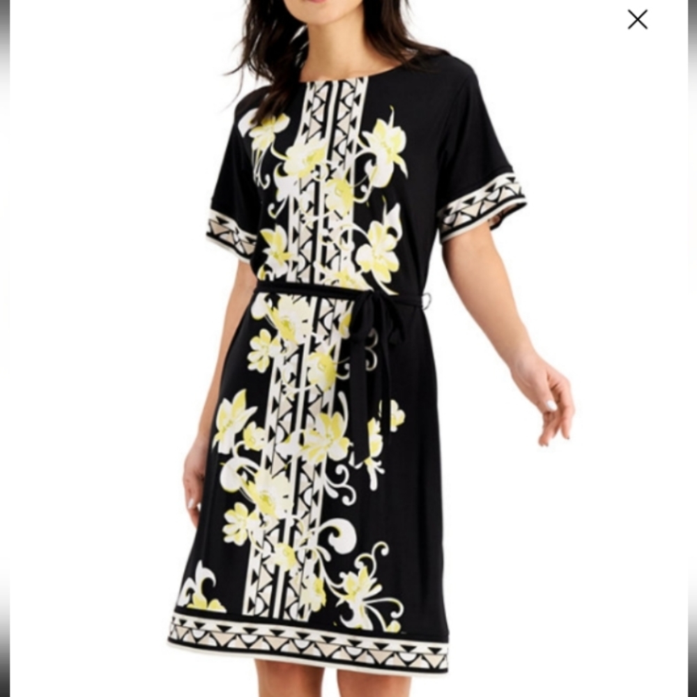 JM Black & Yellow Floral Dress - Small NWT